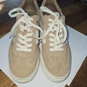 Steve Madden Beige Suede Sneakers with Cream Laces